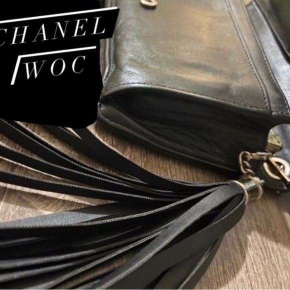 🐼🖤Chanel Sevruga CC Logo Wallet Chain Silver Tone Hardware Crossbody to Shoulder - Picture 3 of 9